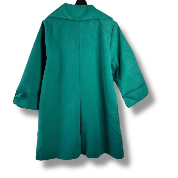 Women's Size XL Long Pea Coat Emerald Green Dressy Coat Preppy Casual Spring - Picture 2 of 9